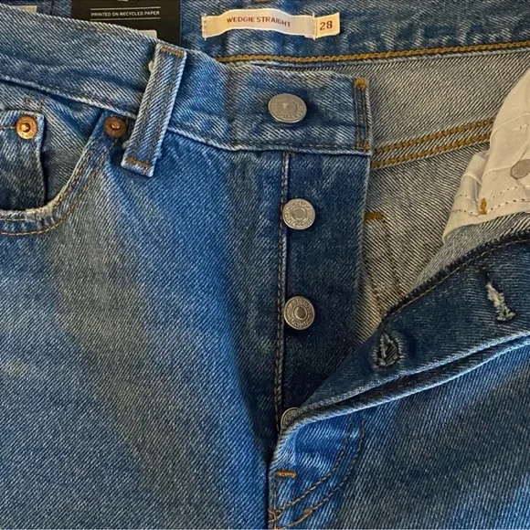 Levi's wedgie straight women’s classic high rise medium blue straight jeans NWT - Picture 5 of 12